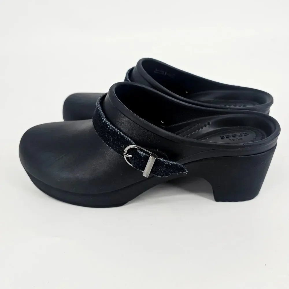 Crocs Sarah Clogs Shoes Womens Size 8 Black Mules Slip-On Dual Comfort Nurse - Picture 2 of 8